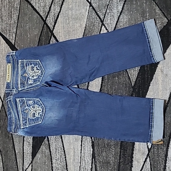 ROCK REVIVAL BORIS EASY-FIT CROP METALLIC EMBROIDERED RHINESTONES DENIM … - Picture 12 of 16